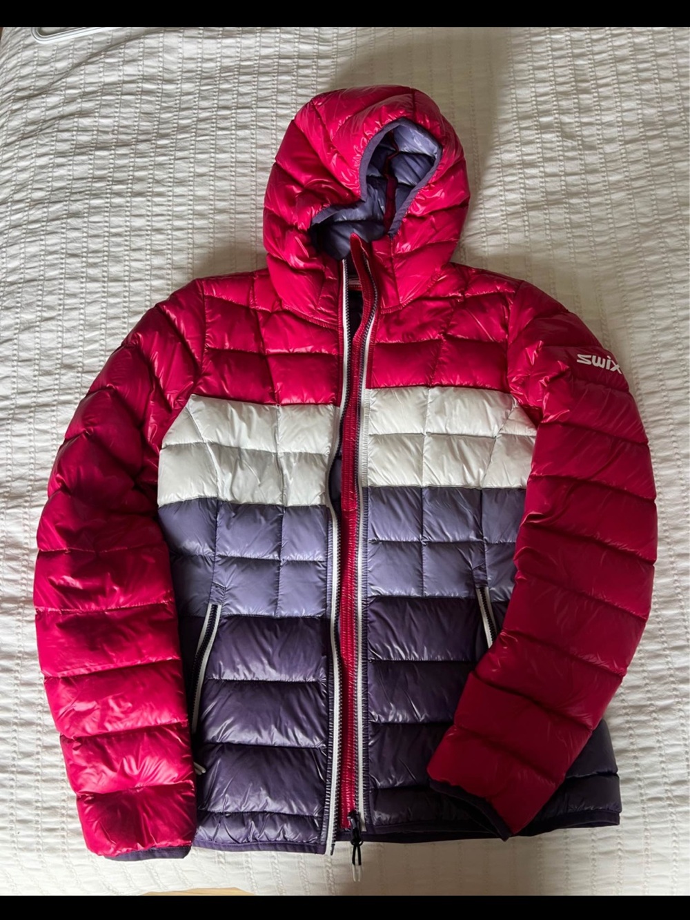 Swix Nordland Women's Pink Colorblock Hooded Puffer Jacket